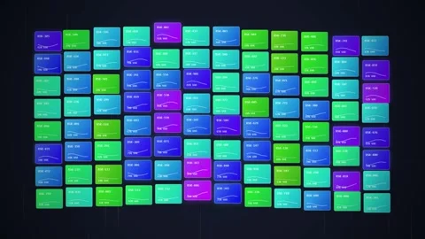 Digital Abstract Background: Glowing Blocks Data Flow, Futuristic Grid, Tec.. Stock Footage 348420909