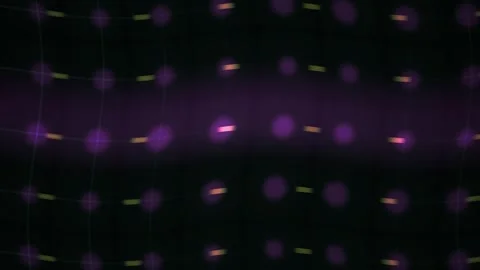 Digital Abstract Background with Glowing Purple Dots and a Wavy Teal Grid f.. Stock Footage 343693754