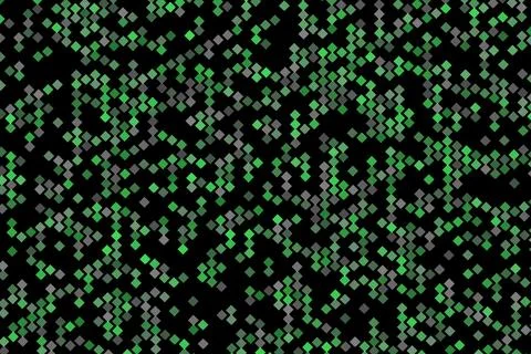 Digital abstract background with green and gray dots on black Stock Illustration