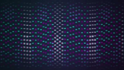 Digital Abstract Background: Hexadecimal Code, Data Stream, Futuristic Tech Stock Footage 348415775