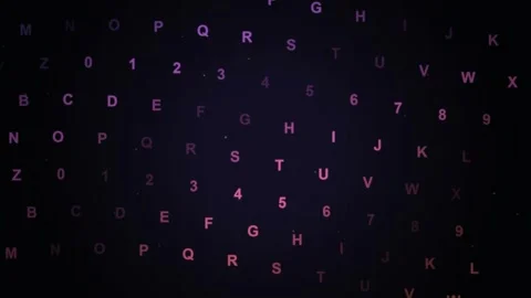 Digital abstract background with moving letters and numbers in purple Stock Footage 339925446