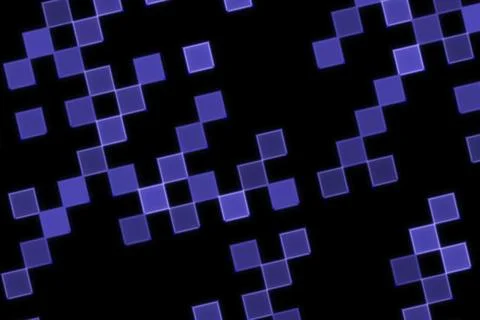 Digital abstract background with purple squares on black Stock Illustration