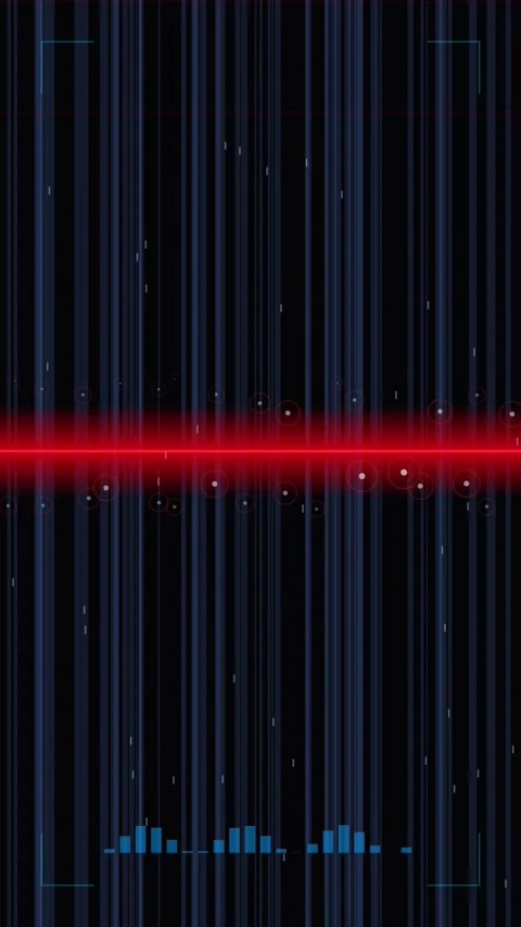 Digital Abstract Background with Vertical Data Lines and Red Scanning Beam Stock Footage 346207998