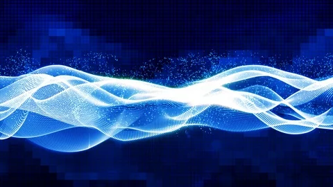 Digital abstract blue color wave particles background Stock Footage 87723879