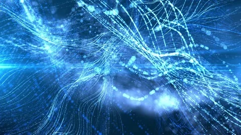 Digital Abstract Blue Sparkling Particles Stock Footage 76570970