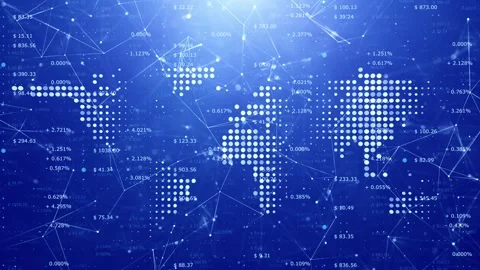 Digital abstract business world map cyber space Stock Footage 320499344