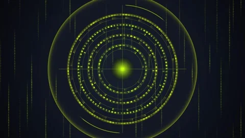 Digital Abstract Circle HUD Interface with Glowing Particles and Data Flow .. Stock Footage 348073035