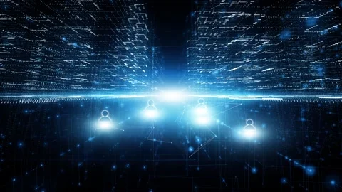 Digital abstract city technology network with people icons loop animation Stock Footage 337233191