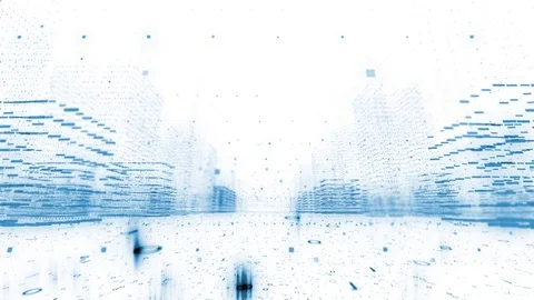 Digital abstract cityscape on white back Stock Footage 99247999