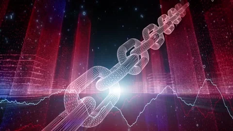 Digital abstract cryptocurrency city with chain animation Stock-Footage 322905010