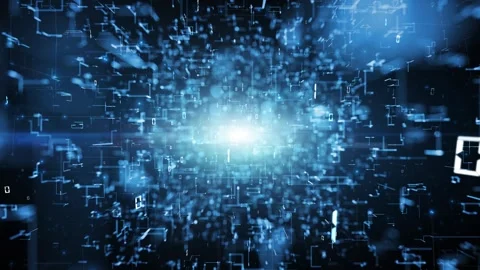 Digital abstract cyber space with binary code data loop animation Stock Footage 340587740