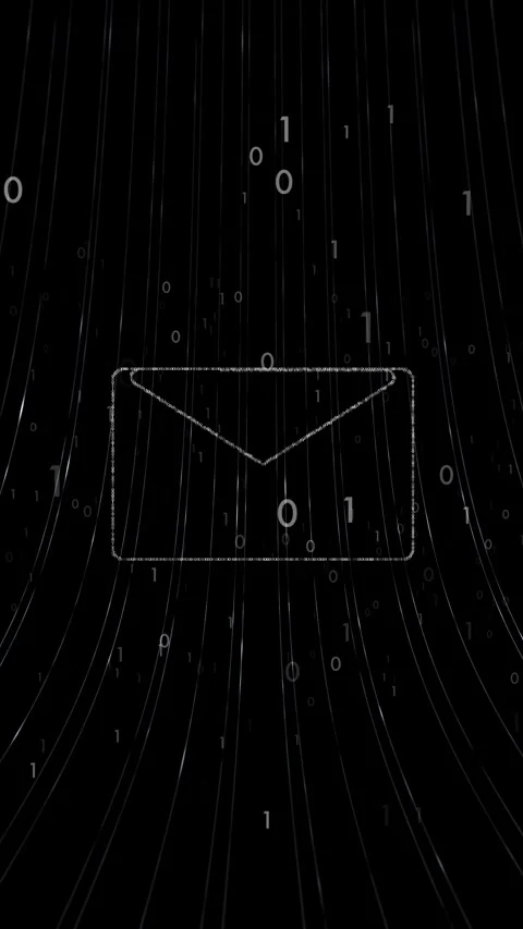 Digital abstract data lines with mail icon loop vertical back Stock Footage 347686424