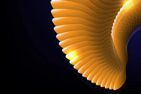 Digital abstract design featuring golden flowing wave shapes and fine grid 스톡 일러스트
