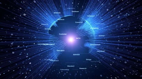 Digital abstract earth with word cloud cyberspace Stock Footage 229765481