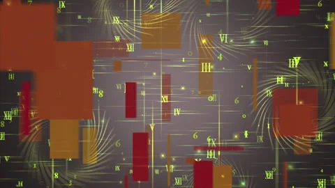 Digital Abstract Floating Roman Numerals Animation Stock-Footage 304240489