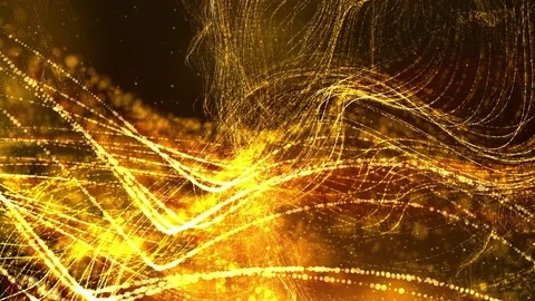 Digital Abstract Gold Sparkling Particles Stock Footage 76505147