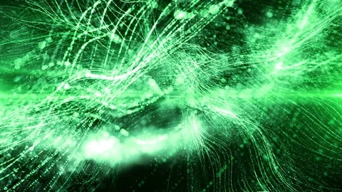 Digital Abstract Green Sparkling Particles Stock Footage 76570607