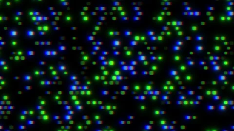 Digital abstract grid of bright green and blue dots on black background 스톡 동영상 267059488
