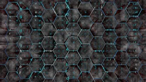 Digital abstract hexagon dimension matrix alphabet wire Stock Photos