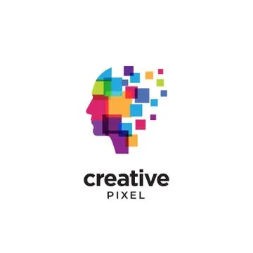 Digital Abstract human head logo for creative Stock Illustration