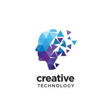 Digital Abstract human head logo for creative Stock Illustration