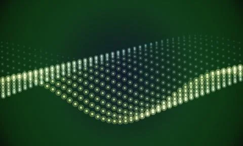 Digital abstract light pattern forming a wave shape on green background Stock Illustration