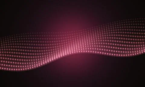 Digital abstract light pattern with glowing pink dots wave design effect Stock Illustration