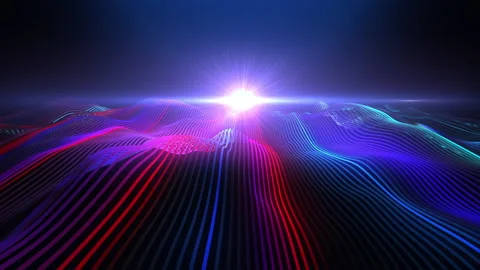 Digital Abstract Lines Wave Purple Blue Animation 4K UHD Stock Footage 229132999