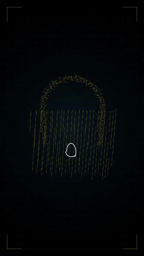 Digital Abstract Lock Symbol Formed by Glowing Golden Data Particles Stock Footage 346205356