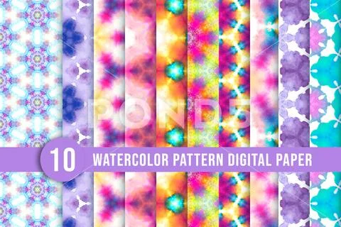 Digital abstract mandala pattern collection with colorful shades. Multicolor  PSD Template