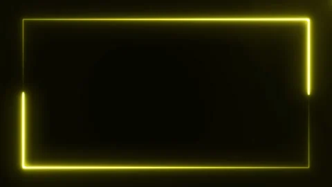 Digital abstract neon frame consisting of two moving lines in yellow color on Stock Footage 144868095