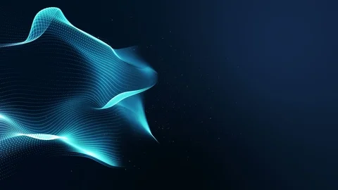 Digital abstract particles form grid lines, blue surface. Stock Footage 98209801