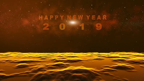 Digital abstract particles form lines,The particle merges into a Happy new year Stock Footage 98817588