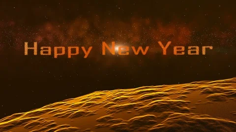 Digital abstract particles form lines,The into a Happy new year 2019 Stock Footage 98900732