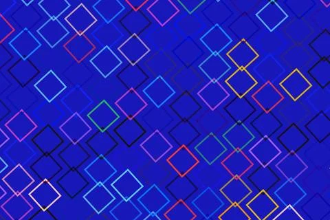 Digital abstract pattern with colorful squares on blue background Stock Photos