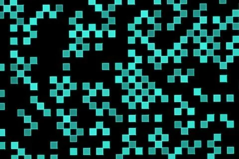 Digital abstract pattern with glowing blue and green squares Stock Illustration