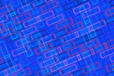 Digital abstract pattern with glowing blue and red rectangles Stock Photos