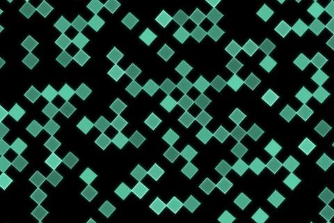 Digital abstract pattern with glowing green squares on black 스톡 일러스트