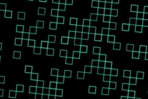 Digital abstract pattern with glowing squares on black background イラスト素材