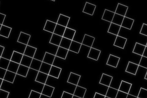 Digital abstract pattern with glowing squares on black background Stock Illustration