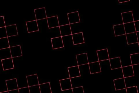 Digital abstract pattern with glowing squares on black background Stock Illustration
