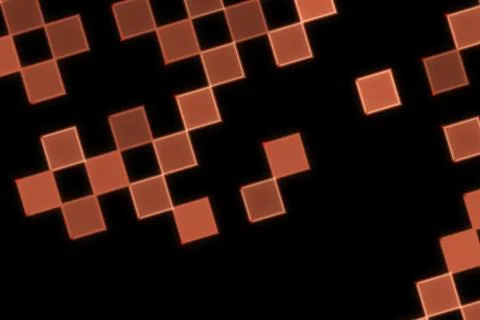 Digital abstract pattern with glowing squares on black background Illustrazione stock