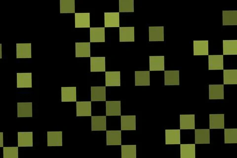 Digital abstract pattern with green squares on black background Illustrazione stock