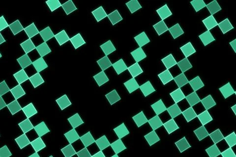 Digital abstract pattern with green squares on black background Stock Illustration