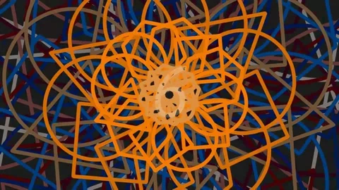 Digital abstract pattern with interlocking glowing lines and complex radial.. Stock Footage 342205286