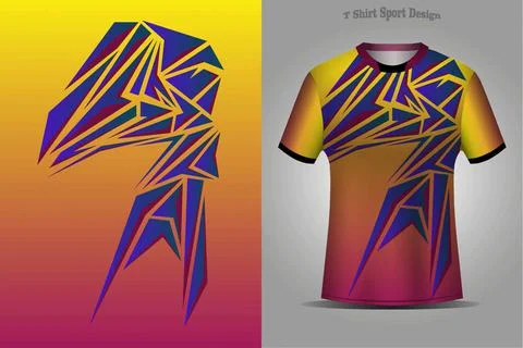 Digital abstract pattern on a yellow t-shirt against a gray background. Scalable Illustrazione stock