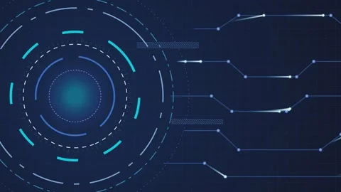 Digital abstract radar interface with glowing nodes on dark blue grid motio.. Stock Footage 340808185