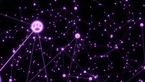 Digital abstract social network connection grid flowing across dark backgroun Stock Footage 327511332