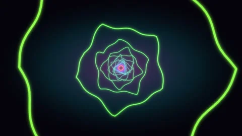 Digital abstract swirl with glowing lines and geometric shapes Stock Footage 336994389