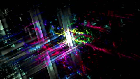 Digital abstract technology background, flight in colored cyberspace Stock Footage 159018545
